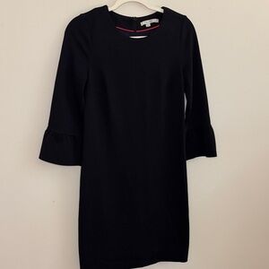 Boden Lavinia Black Ponte Knit Shift Dress Bell Flare Sleeves.